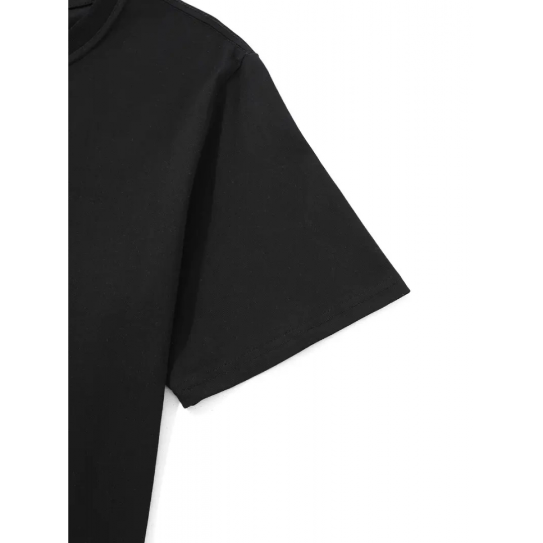 Baskılı Oversize Bisiklet Yaka T-shirt - Siyah 158856 Baskılı Oversize Bisiklet Yaka T-shirt - Siyah 158856