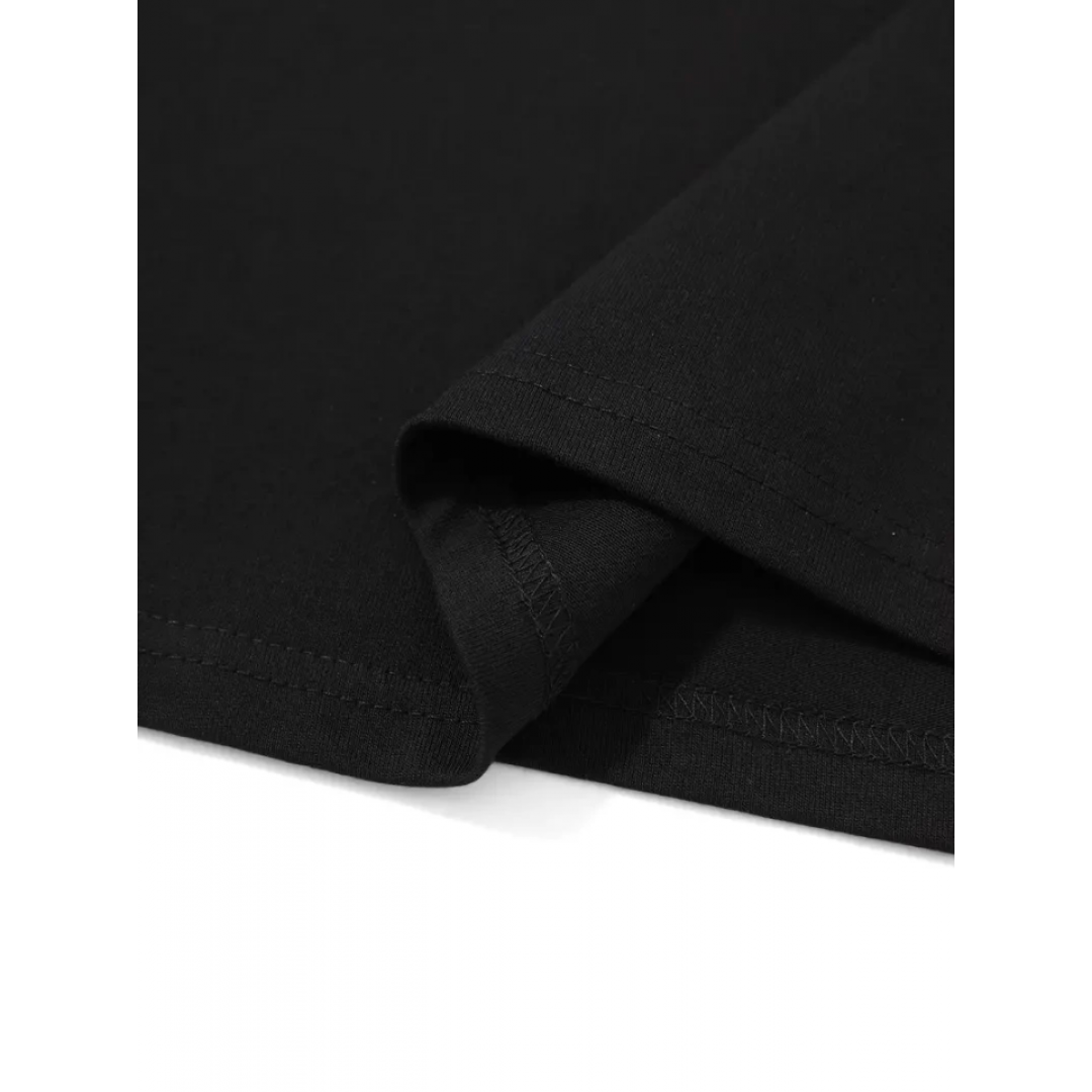 Baskılı Oversize Bisiklet Yaka T-shirt - Siyah 158856 Baskılı Oversize Bisiklet Yaka T-shirt - Siyah 158856