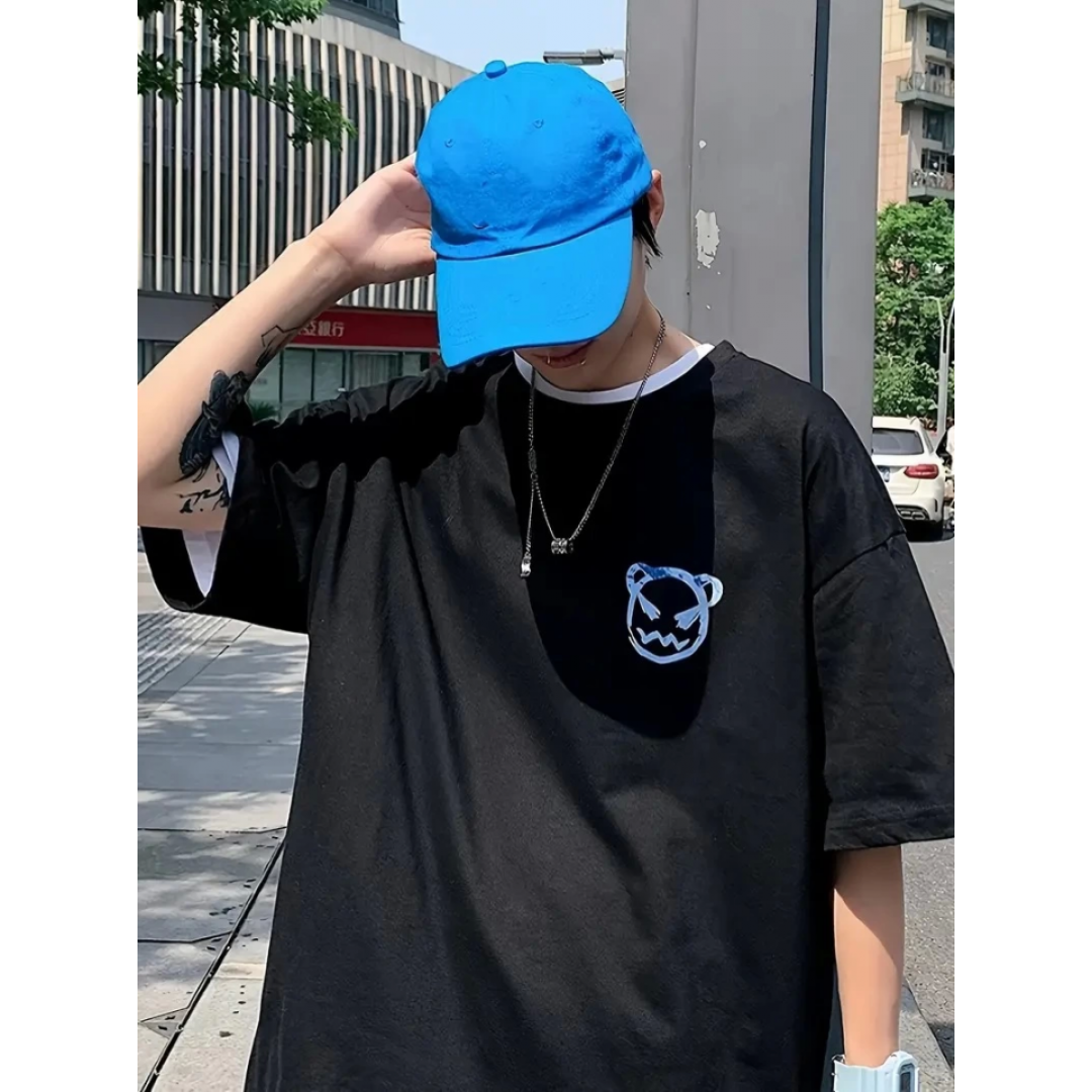 Baskılı Oversize Bisiklet Yaka T-shirt - Siyah 158901 Baskılı Oversize Bisiklet Yaka T-shirt - Siyah 158901