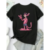 Pembe Panter Baskılı Oversize Bisiklet Yaka T-shirt - Beyaz 158919 Pembe Panter Baskılı Oversize Bisiklet Yaka T-shirt - Beyaz 158919