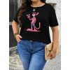 Pembe Panter Baskılı Oversize Bisiklet Yaka T-shirt - Beyaz 158919 Pembe Panter Baskılı Oversize Bisiklet Yaka T-shirt - Beyaz 158919