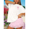 Fiyonk Baskılı Oversize Bisiklet Yaka T-shirt - Beyaz 158924 Fiyonk Baskılı Oversize Bisiklet Yaka T-shirt - Beyaz 158924