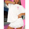 Fiyonk Baskılı Oversize Bisiklet Yaka T-shirt - Beyaz 158924 Fiyonk Baskılı Oversize Bisiklet Yaka T-shirt - Beyaz 158924