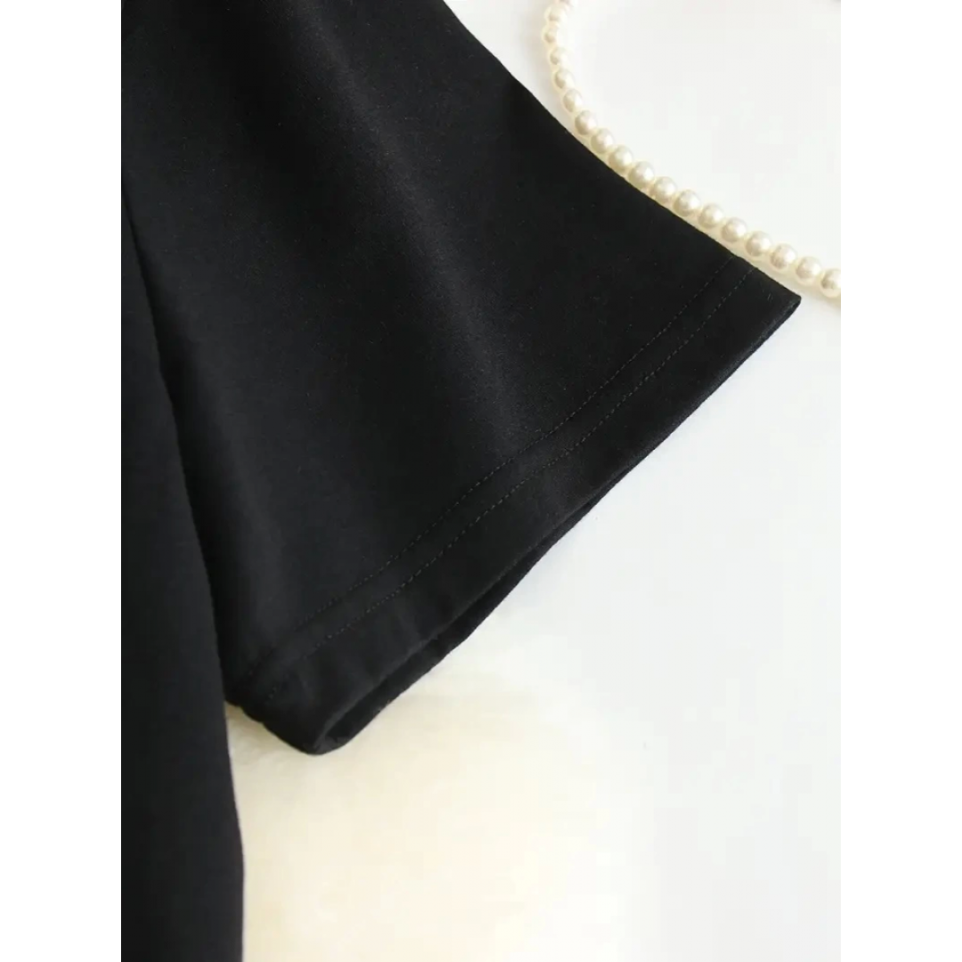 Baskılı Oversize Bisiklet Yaka T-shirt - Siyah 158934