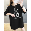 Baskılı Oversize Bisiklet Yaka T-shirt - Siyah 158935