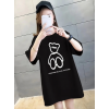 Baskılı Oversize Bisiklet Yaka T-shirt - Siyah 158935