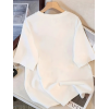 Baskılı Oversize Bisiklet Yaka T-shirt - Beyaz - 158937