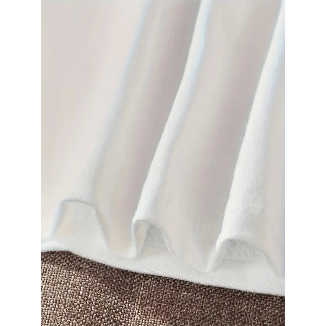 Baskılı Oversize Bisiklet Yaka T-shirt - Beyaz - 158937