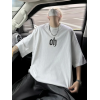 Baskılı Oversize Bisiklet Yaka T-shirt - Beyaz - 158944