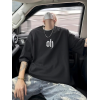 Baskılı Oversize Bisiklet Yaka T-shirt - Siyah - 158945