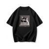 Baskılı Oversize Bisiklet Yaka T-shirt - Siyah 158946 Baskılı Oversize Bisiklet Yaka T-shirt - Siyah 158946