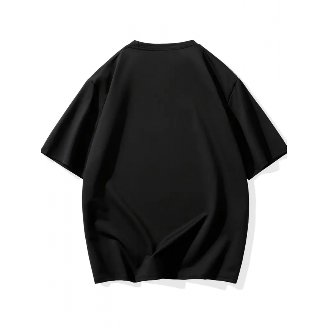 Baskılı Oversize Bisiklet Yaka T-shirt - Siyah 158946 Baskılı Oversize Bisiklet Yaka T-shirt - Siyah 158946