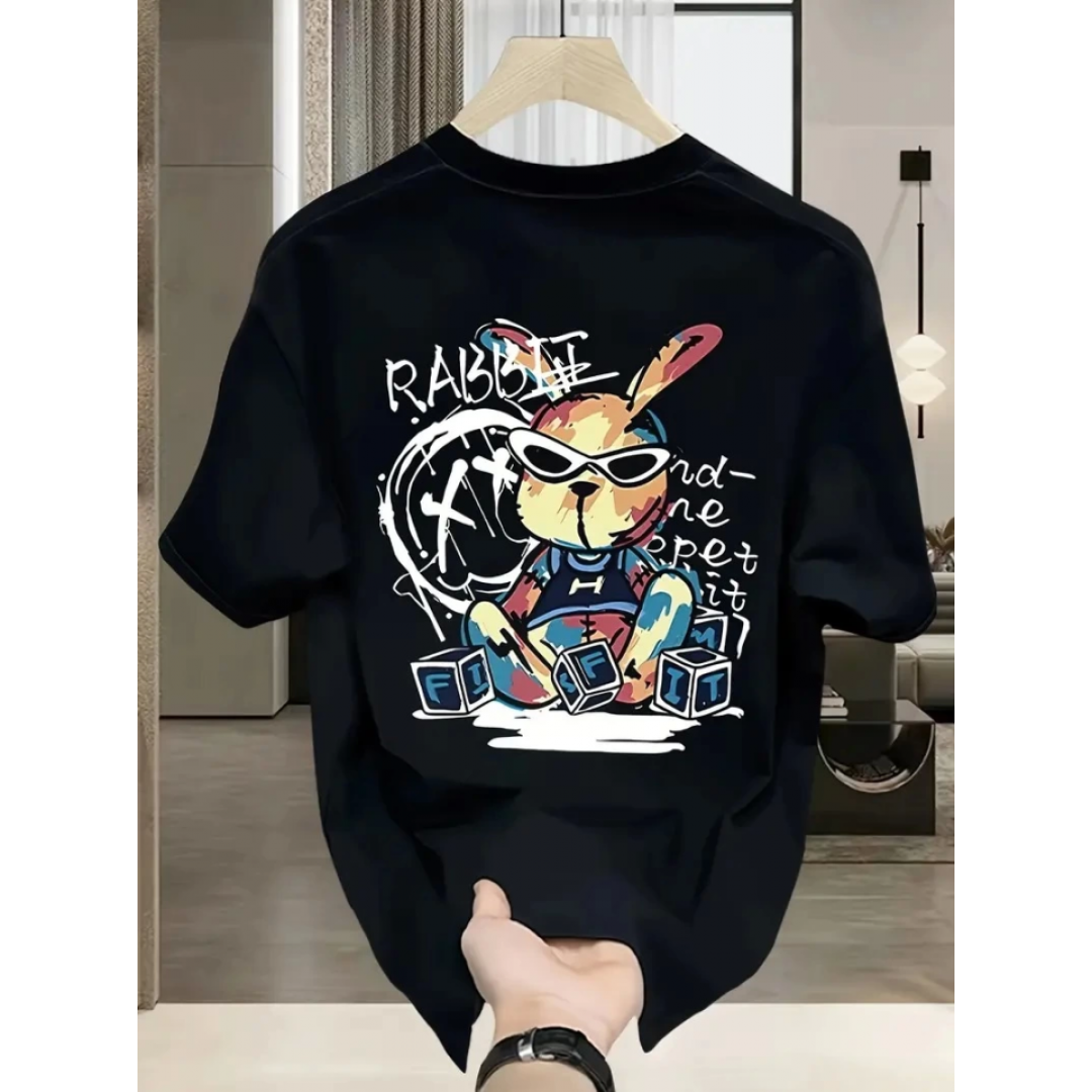 Baskılı Oversize Bisiklet Yaka T-shirt - Siyah - 158947 Baskılı Oversize Bisiklet Yaka T-shirt - Siyah - 158947