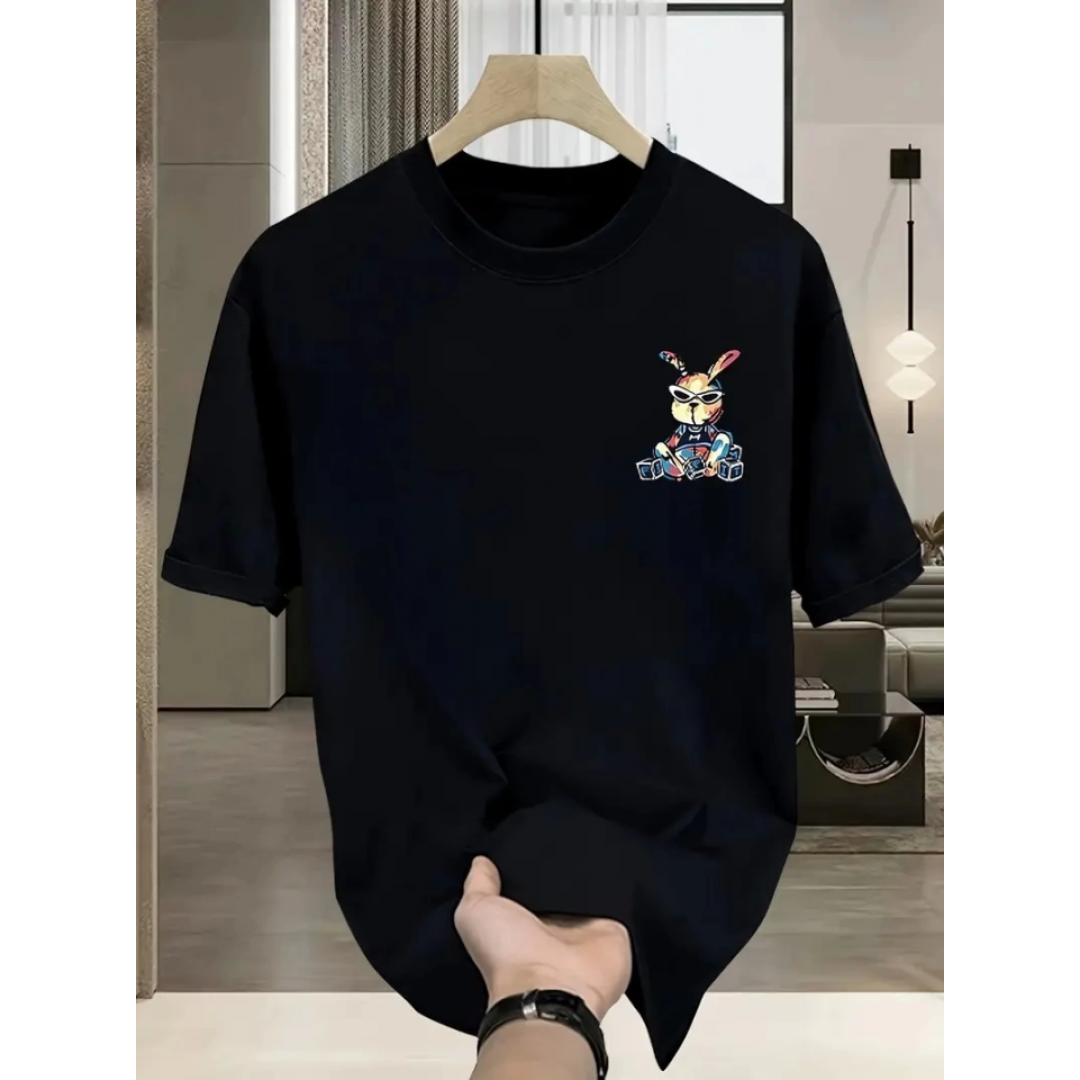 Baskılı Oversize Bisiklet Yaka T-shirt - Siyah - 158947 Baskılı Oversize Bisiklet Yaka T-shirt - Siyah - 158947