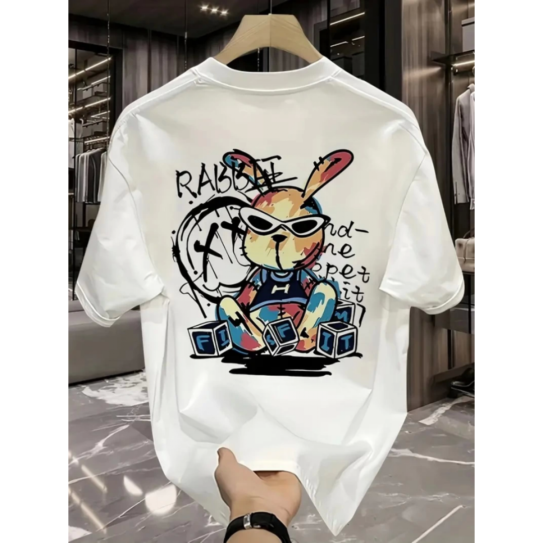Baskılı Oversize Bisiklet Yaka T-shirt - Beyaz - 158948 Baskılı Oversize Bisiklet Yaka T-shirt - Beyaz - 158948