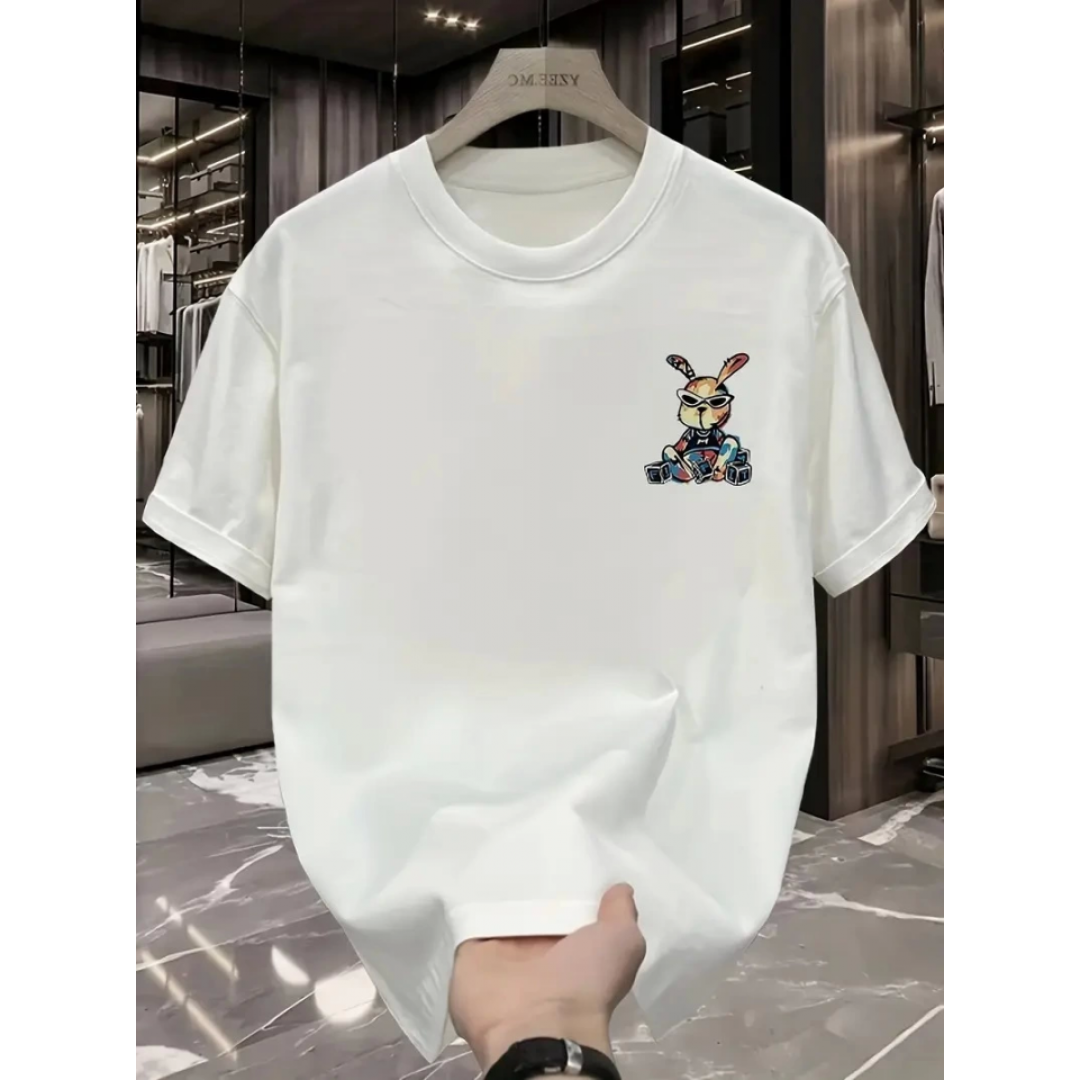 Baskılı Oversize Bisiklet Yaka T-shirt - Beyaz - 158948 Baskılı Oversize Bisiklet Yaka T-shirt - Beyaz - 158948