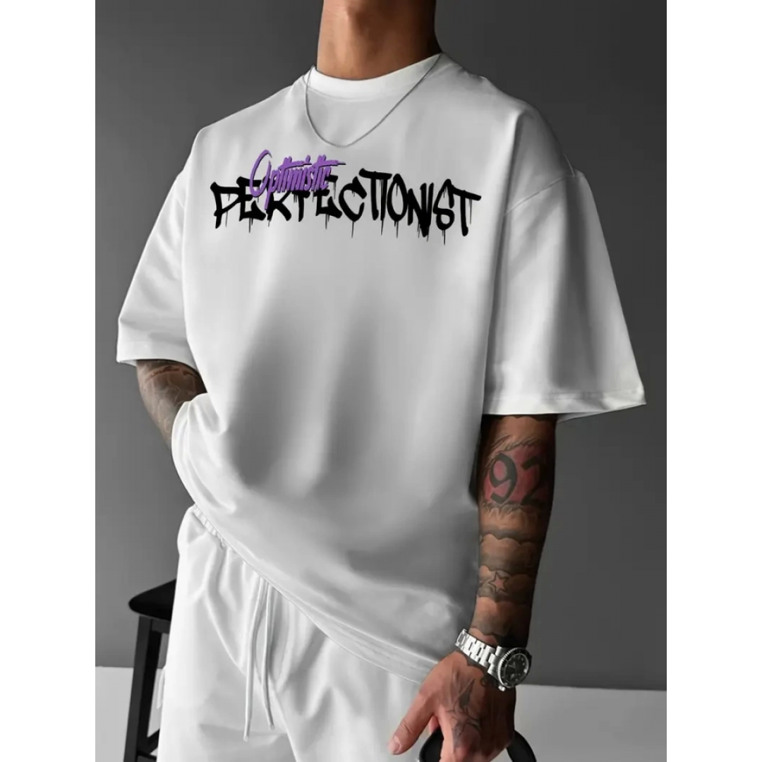 Baskılı Oversize Bisiklet Yaka T-shirt - Beyaz - 158949 Baskılı Oversize Bisiklet Yaka T-shirt - Beyaz - 158949