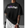 Baskılı Oversize Bisiklet Yaka T-shirt - Siyah 158950 Baskılı Oversize Bisiklet Yaka T-shirt - Siyah 158950