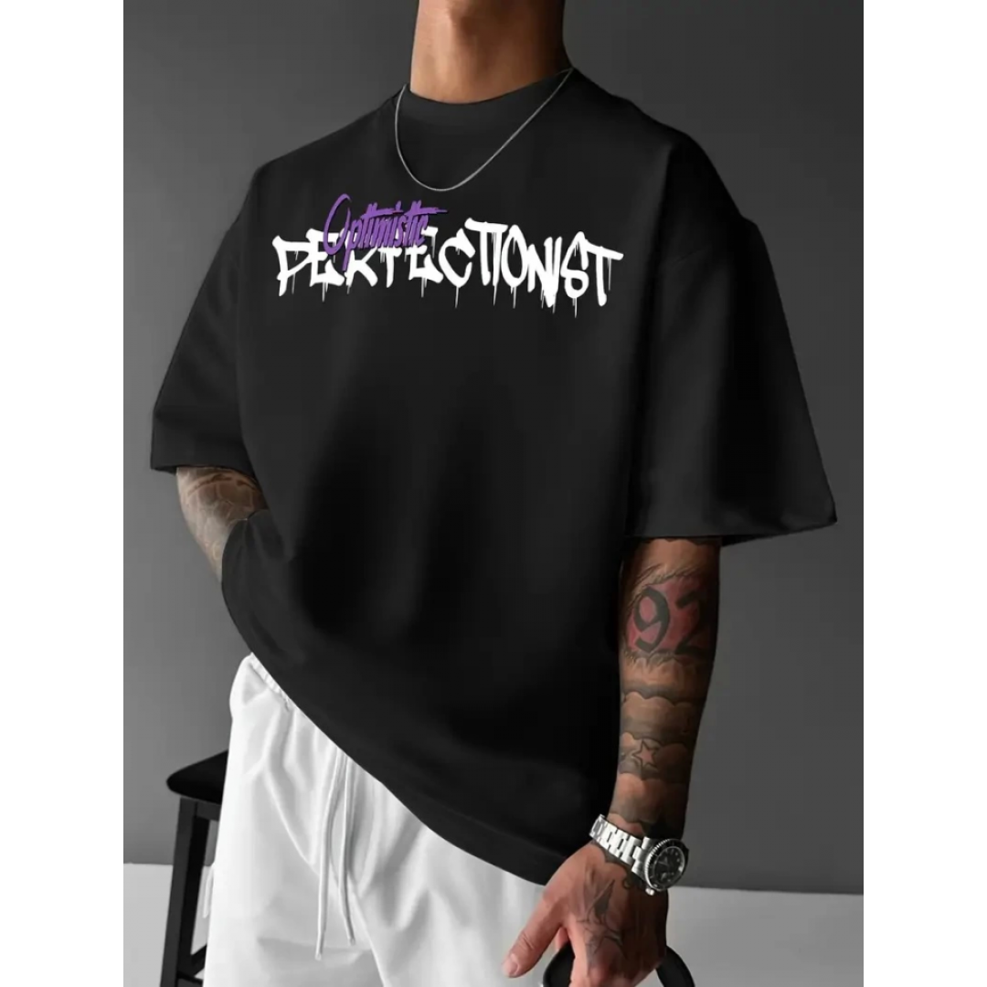 Baskılı Oversize Bisiklet Yaka T-shirt - Siyah 158950 Baskılı Oversize Bisiklet Yaka T-shirt - Siyah 158950