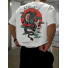 Baskılı Oversize Bisiklet Yaka T-shirt - Beyaz 158952