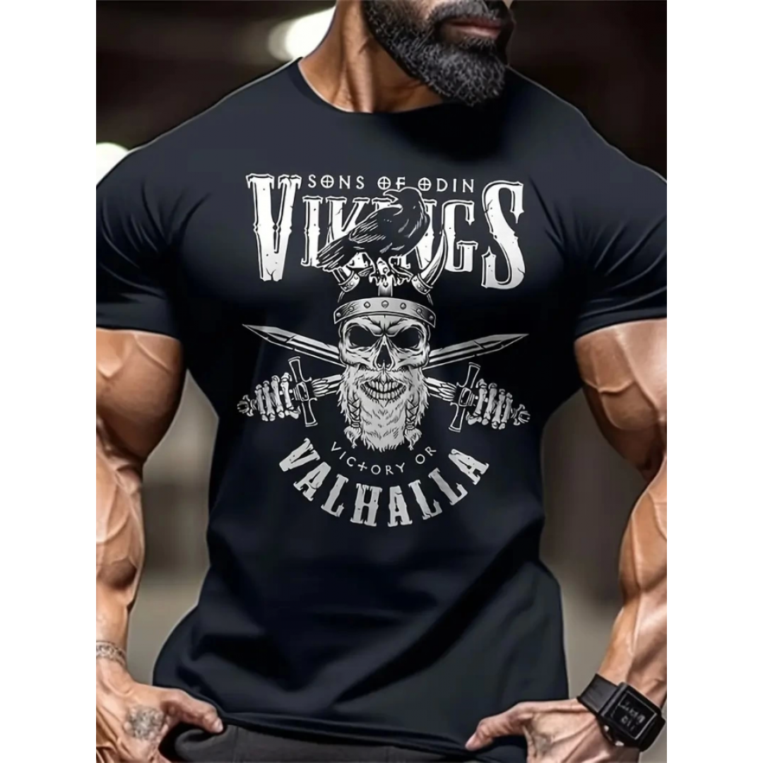Baskılı Oversize Bisiklet Yaka T-shirt - Siyah