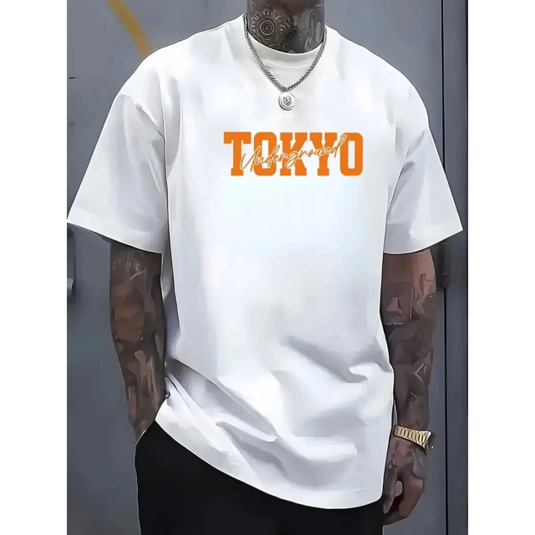 Baskılı Oversize Bisiklet Yaka T-shirt - Beyaz - 158958 Baskılı Oversize Bisiklet Yaka T-shirt - Beyaz - 158958