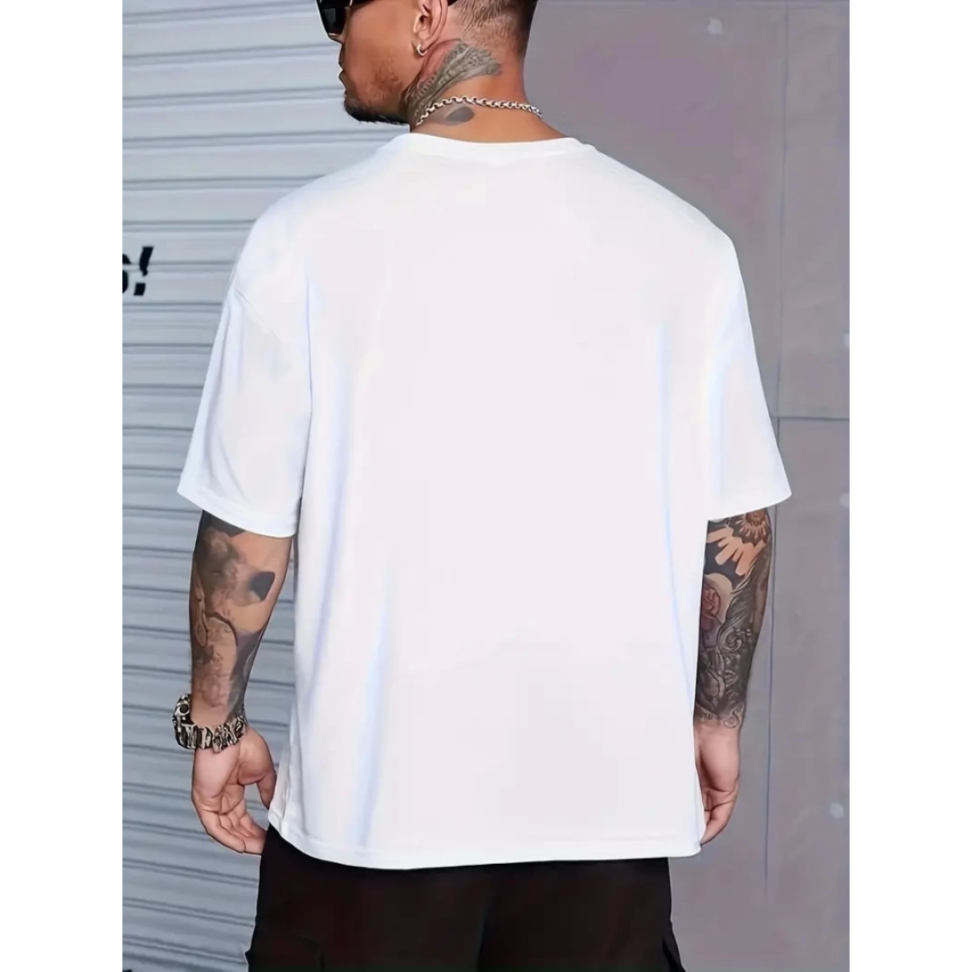 Baskılı Oversize Bisiklet Yaka T-shirt - Beyaz 158961 Baskılı Oversize Bisiklet Yaka T-shirt - Beyaz 158961