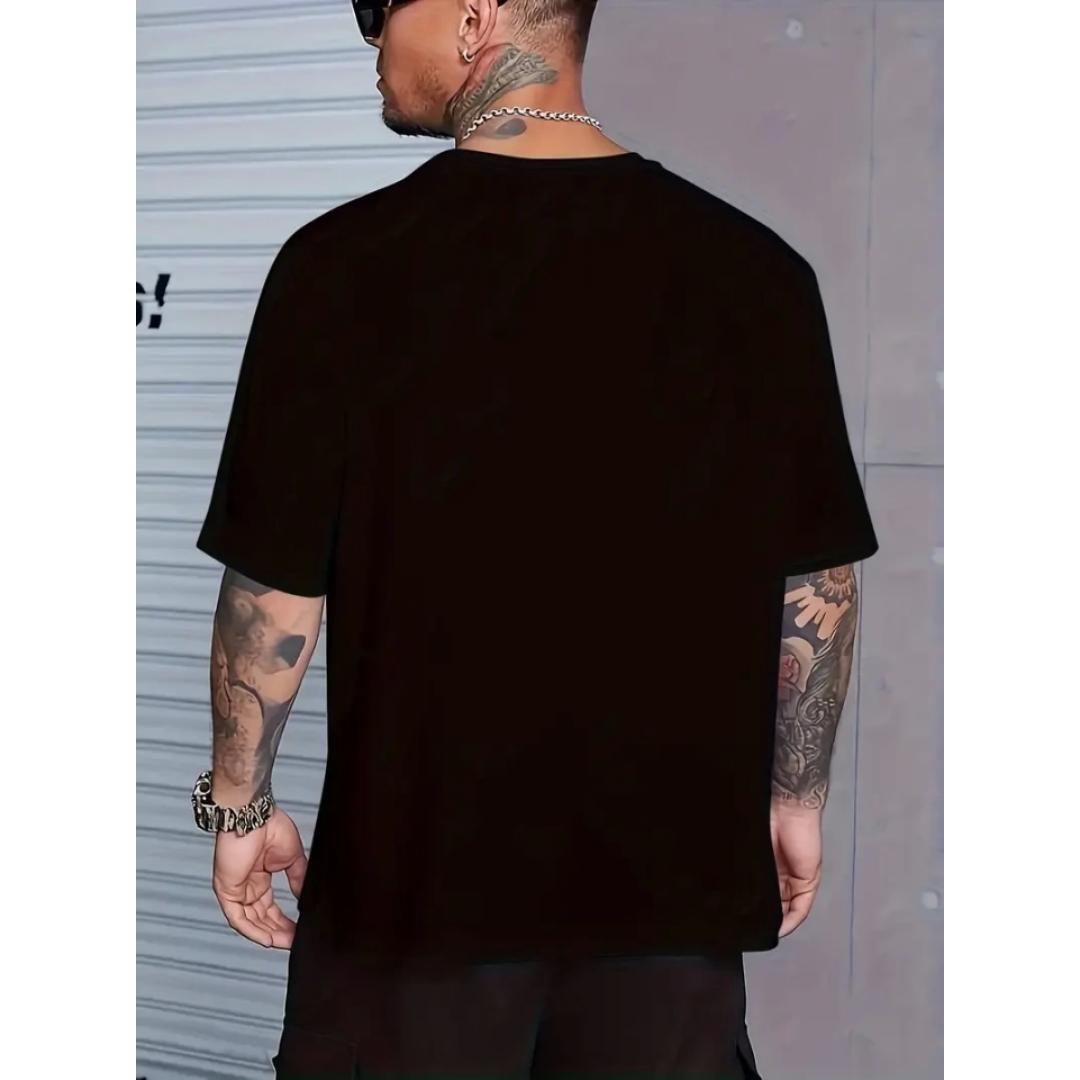 Baskılı Oversize Bisiklet Yaka T-shirt - Siyah 158963 Baskılı Oversize Bisiklet Yaka T-shirt - Siyah 158963
