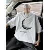 Baskılı Oversize Bisiklet Yaka T-shirt - Beyaz 158966 Baskılı Oversize Bisiklet Yaka T-shirt - Beyaz 158966