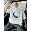 Baskılı Oversize Bisiklet Yaka T-shirt - Beyaz 158966 Baskılı Oversize Bisiklet Yaka T-shirt - Beyaz 158966