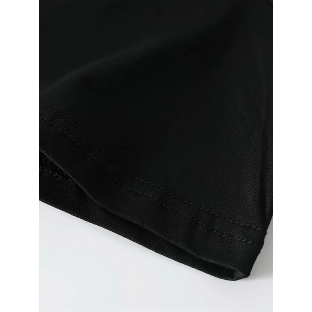 Baskılı Oversize Bisiklet Yaka T-shirt - Siyah - 158971