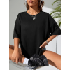 Baskılı Oversize Bisiklet Yaka T-shirt - Siyah 158978