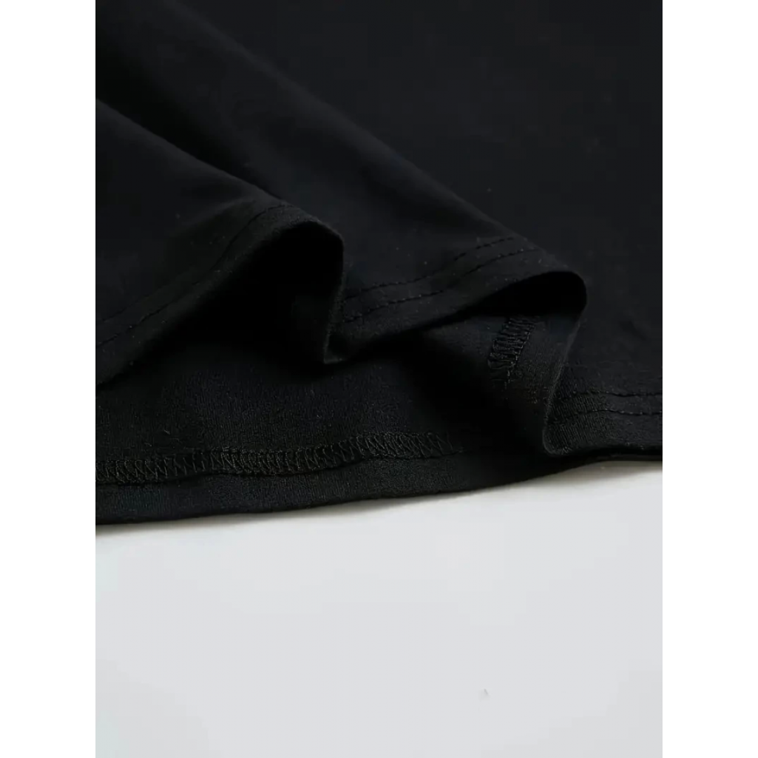 Baskılı Oversize Bisiklet Yaka T-shirt - Siyah 158978
