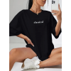 Baskılı Oversize Bisiklet Yaka T-shirt - Siyah - 158981 Baskılı Oversize Bisiklet Yaka T-shirt - Siyah - 158981