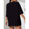 Baskılı Oversize Bisiklet Yaka T-shirt - Siyah - 158981 Baskılı Oversize Bisiklet Yaka T-shirt - Siyah - 158981
