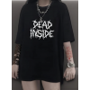 Baskılı Oversize Bisiklet Yaka T-shirt - Siyah - 158984