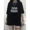 Baskılı Oversize Bisiklet Yaka T-shirt - Siyah - 158984