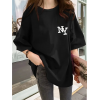Baskılı Oversize Bisiklet Yaka T-shirt - Siyah - 158986 Baskılı Oversize Bisiklet Yaka T-shirt - Siyah - 158986