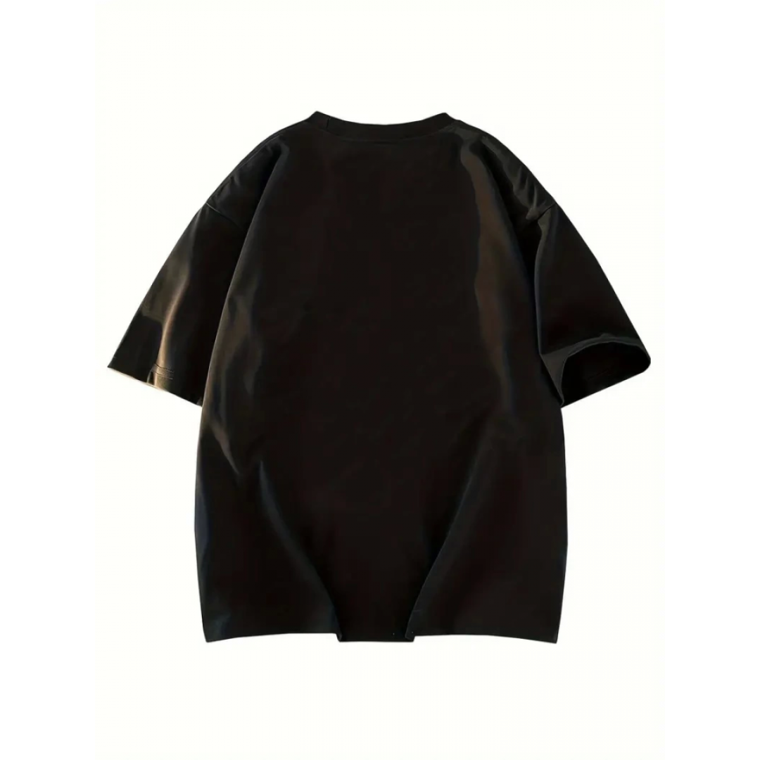 Baskılı Oversize Bisiklet Yaka T-shirt - Siyah - 158986 Baskılı Oversize Bisiklet Yaka T-shirt - Siyah - 158986