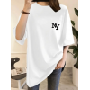Baskılı Oversize Bisiklet Yaka T-shirt - Beyaz - 158989