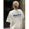 Baskılı Oversize Bisiklet Yaka T-shirt - Beyaz 159019
