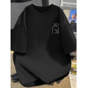 Baskılı Oversize Bisiklet Yaka T-shirt - Siyah 159021 Baskılı Oversize Bisiklet Yaka T-shirt - Siyah 159021