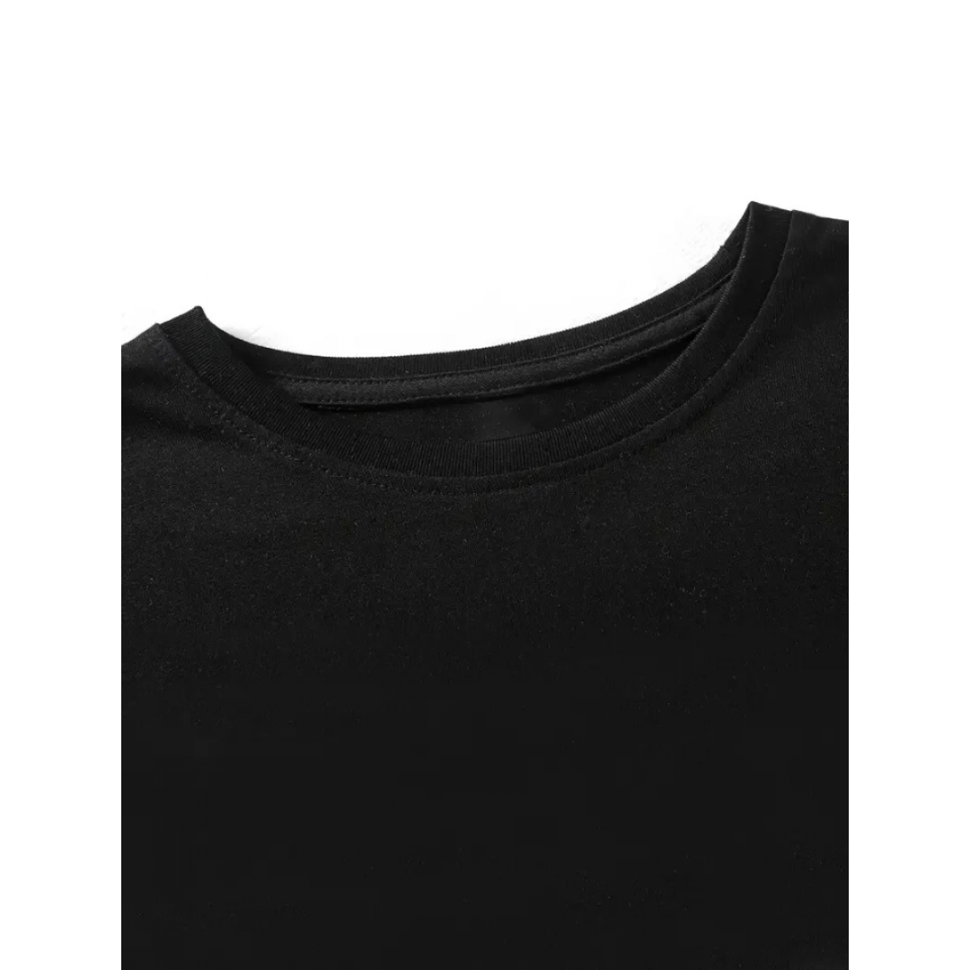 Baskılı Oversize Bisiklet Yaka T-shirt - Siyah 159021 Baskılı Oversize Bisiklet Yaka T-shirt - Siyah 159021