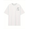 Baskılı Oversize Bisiklet Yaka T-shirt - Beyaz 159022