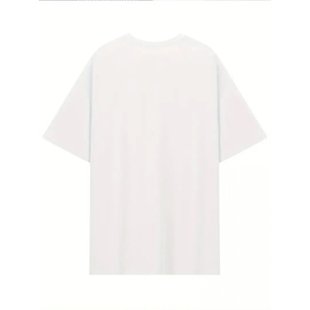 Baskılı Oversize Bisiklet Yaka T-shirt - Beyaz 159022