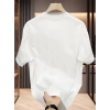 Baskılı Oversize Bisiklet Yaka T-shirt - Beyaz 159026