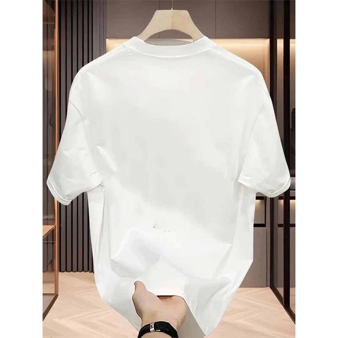 Baskılı Oversize Bisiklet Yaka T-shirt - Beyaz 159026