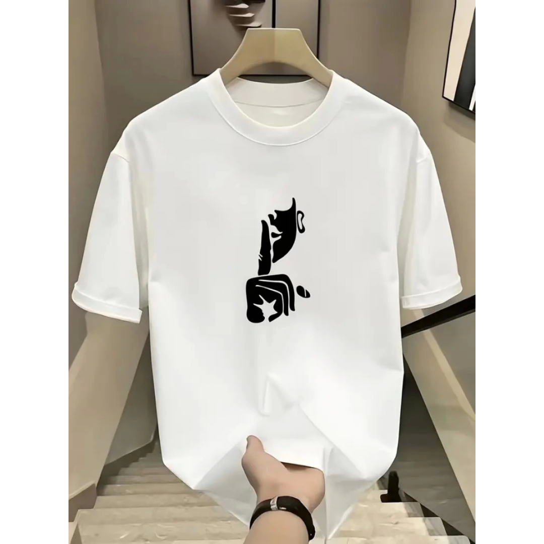 Rahat Bisiklet Yaka Tişört, Yaratıcı Karikatür Baskı - Yumuşak Polyester, Her Mevsim Giyilebilir- Beyaz - 159027 Rahat Bisiklet Yaka Tişört, Yaratıcı Karikatür Baskı - Yumuşak Polyester, Her Mevsim Giyilebilir- Beyaz - 159027