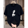 Rahat Bisiklet Yaka Tişört, Yaratıcı Karikatür Baskı - Yumuşak Polyester, Her Mevsim Giyilebilir- Siyah - 159028 Rahat Bisiklet Yaka Tişört, Yaratıcı Karikatür Baskı - Yumuşak Polyester, Her Mevsim Giyilebilir- Siyah - 159028