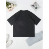 Baskılı Oversize Bisiklet Yaka T-shirt - Siyah - 159032